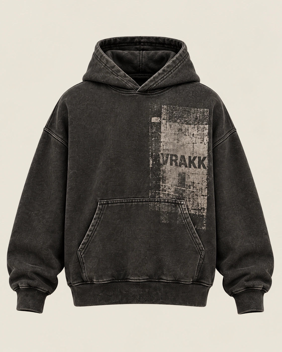 Distortion Hoodie in Washed Black, front view